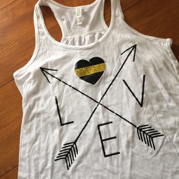Bella Canvas Tops - Racerback Tank 911 Dispatcher Thin Gold Line Bella Canvas Tops - Racerback Tank 911 Dispatcher Thin Gold Line
